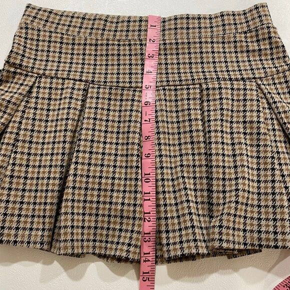 American Eagle Brown Plaid Pleated Mini Skirt Women’s Medium - Picture 5 of 7